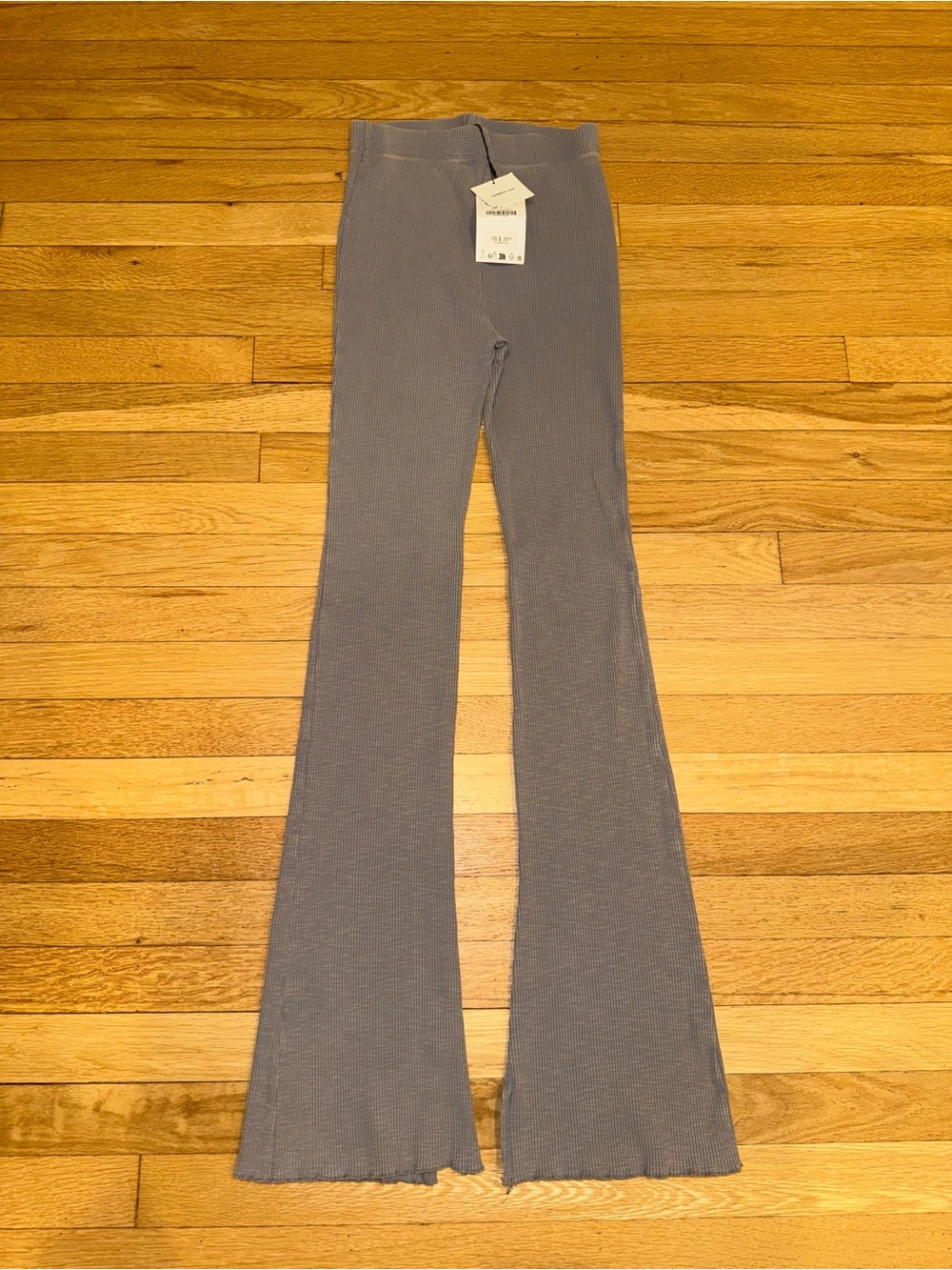 ZARA Ribbed Flare Knit Pants - Slate Gray NWT